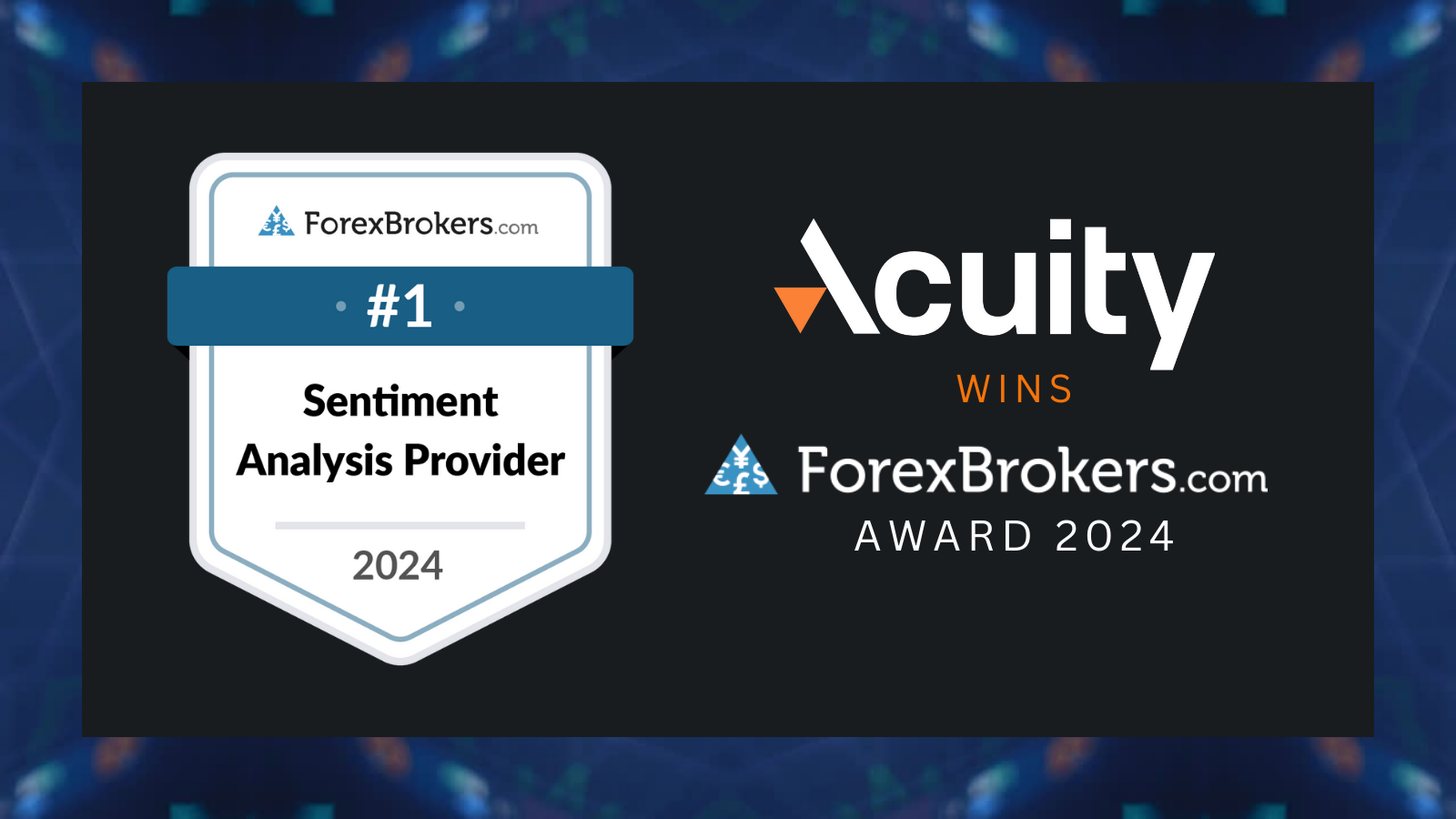 Acuity Trading earned top honours at the Annual ForexBroker.com Awards this year, taking home ‘Best Sentiment Analysis Provider’ for its ‘NewsIQ’ tool.