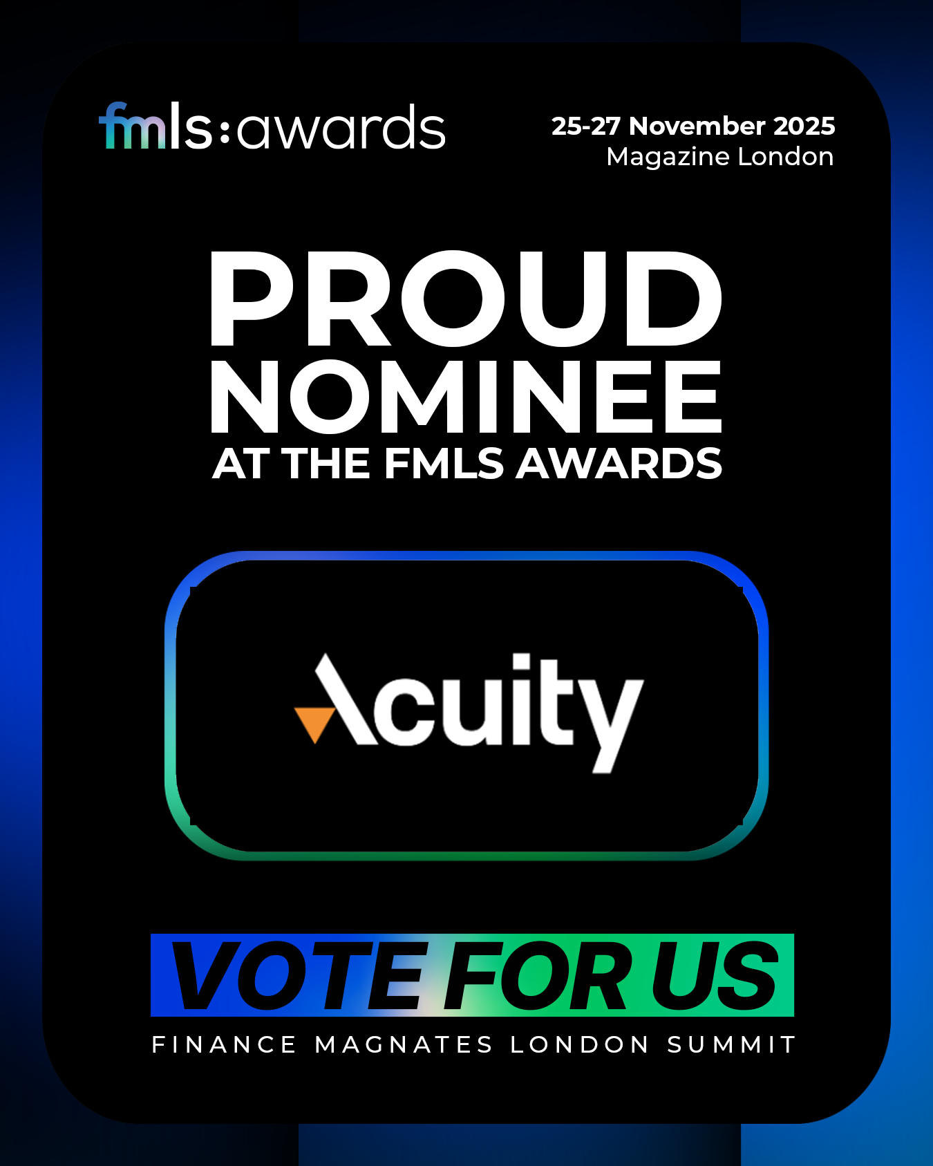 Acuity Trading shortlisted for three FMLS25 awards