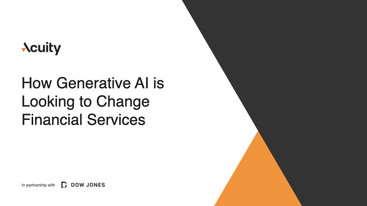 How Generative AI is Looking to Change Financial Services